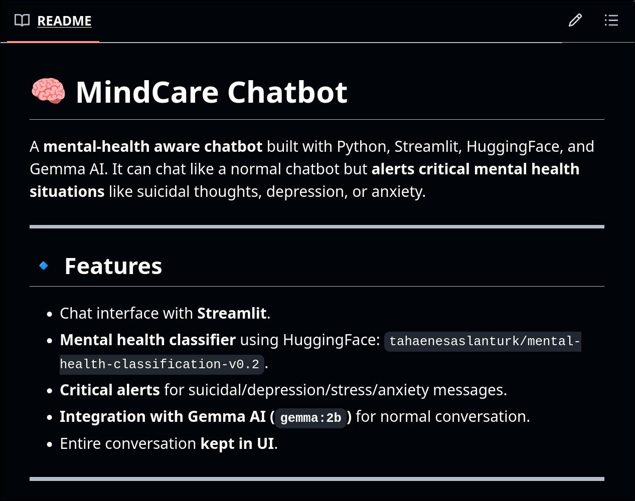 🧠 MindCare 
Chatbot